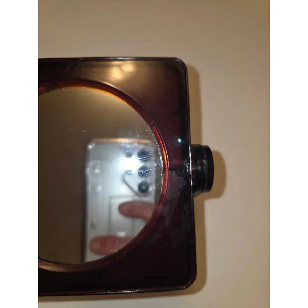 Vitg Lucite Vanity Mirror Double Sided Magnification Reddish Brown Wall-Mounted
